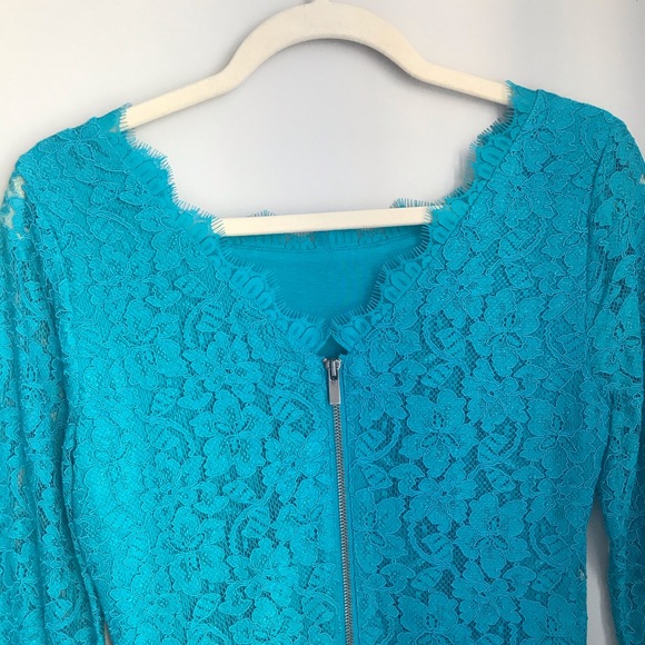 DVF Lacquer Zarita Lace Sheath Cocktail Dress - Picture 3 of 8